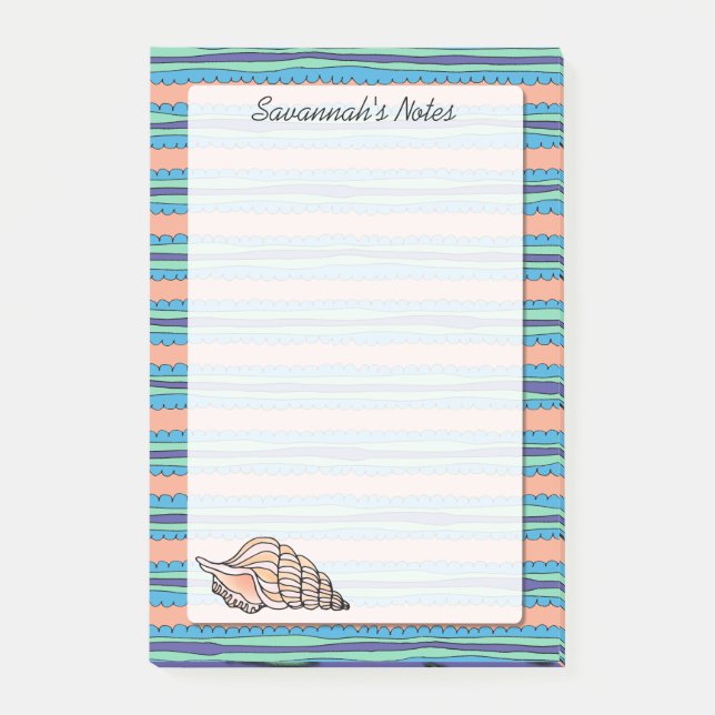 Seashell Personalised 4 x 6 Post-it Notes (Front)