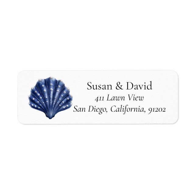 Seashell Personalised Coastal Beach Return Address Label (Front)