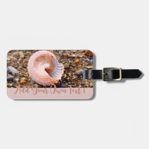 Seashell Pink Beach Photo Design with Custom Text Luggage Tag