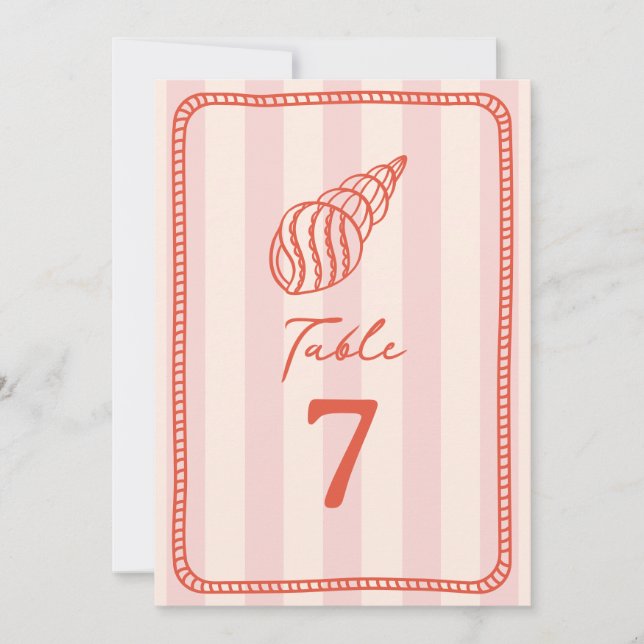 Seashell Pink Stripe Wedding Invitation (Front)