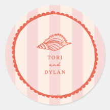Seashell Pink Tropical Stripe Wedding