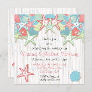 Seashell Post Wedding Reception Party Invitations