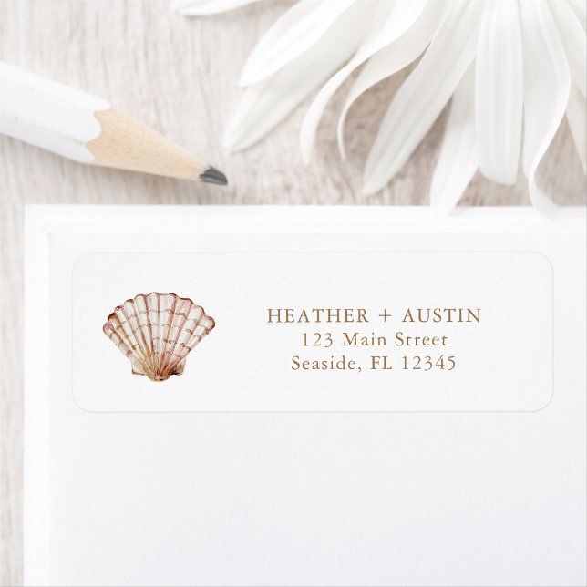 Seashell Return Address Label (Watercolor Beach Seashell Return Address Label by Painted Paperie
)