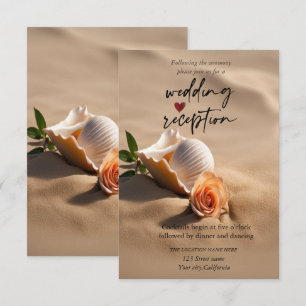 Seashell Rose Sand Reception Invitation