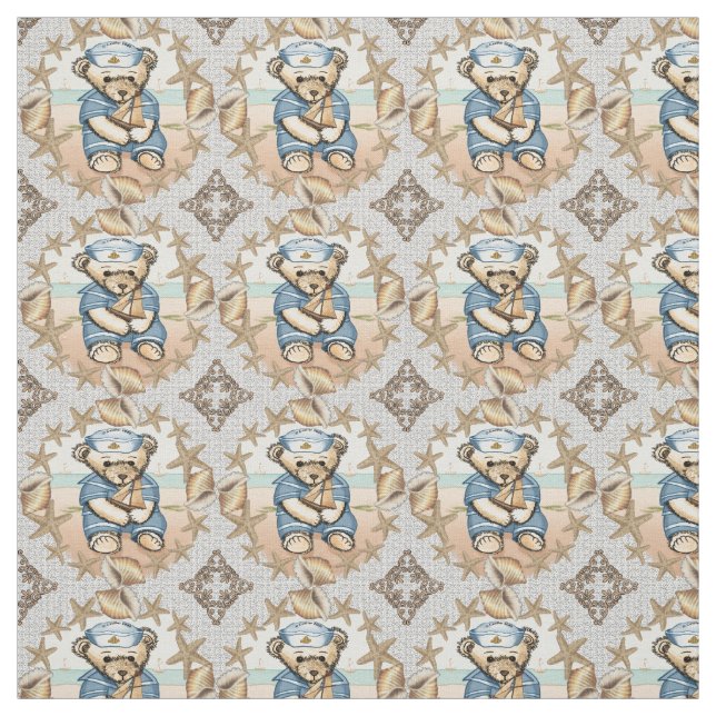 Seashell Sailor Bear Fabric (Swatch)