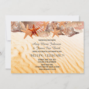 Seashell sand beach wedding invites seashell5