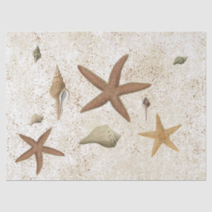 Seashell Sandy Beach Starfish Vintage Decoupage Tissue Paper