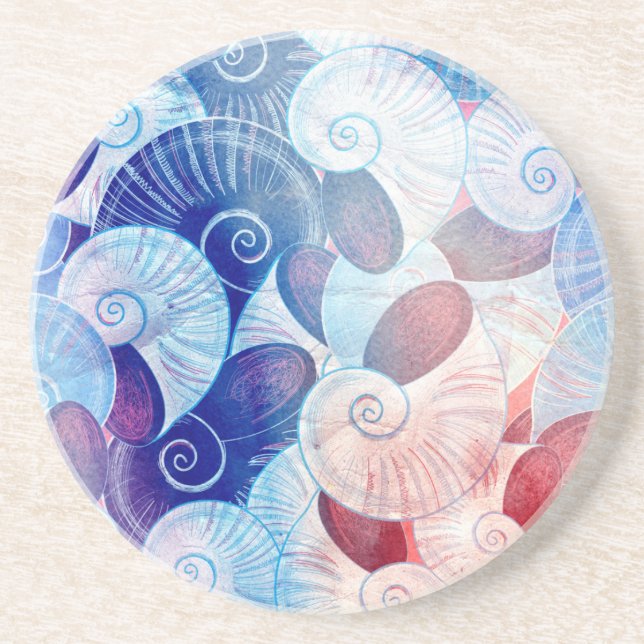 Seashell Scene Pattern Coaster (Front)