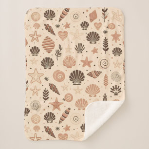 Seashell Seamless Pattern Sherpa Blanket
