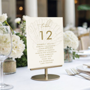 Seashell Seating Chart Names Coastal Wedding Sign Table Number