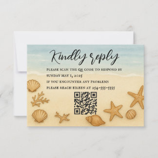 Seashell Serenade QR Code RSVP Card