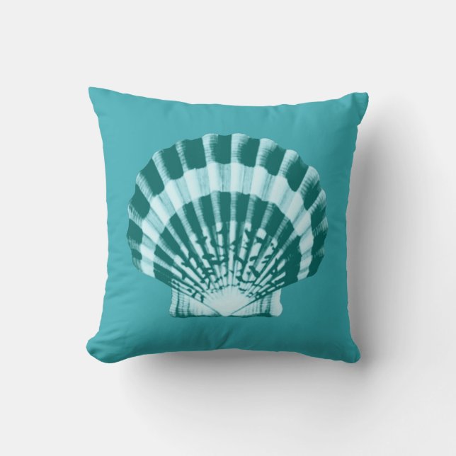 Seashell - Shades of teal blue Cushion (Front)