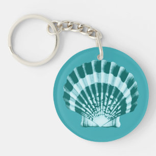 Seashell - Shades of teal blue Key Ring