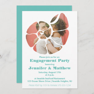 Seashell Shaped Photo Custom Engagement Party Invitation