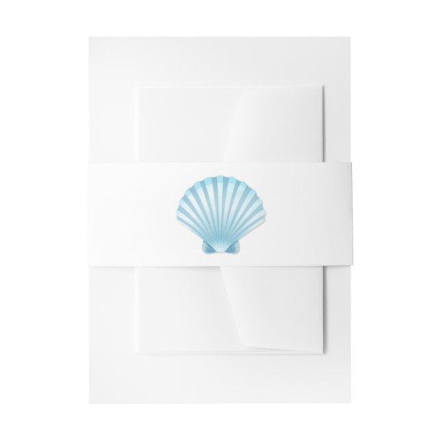 Seashell Shell Beach Nautical Elegant Blue Wedding Invitation Belly Band (Front Example)