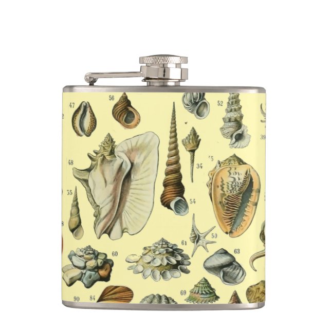 Seashell Shell Mollusk Clam Elegant Classic Art Hip Flask (Front)