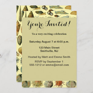 Seashell Shell Mollusk Clam Elegant Classic Art Invitation