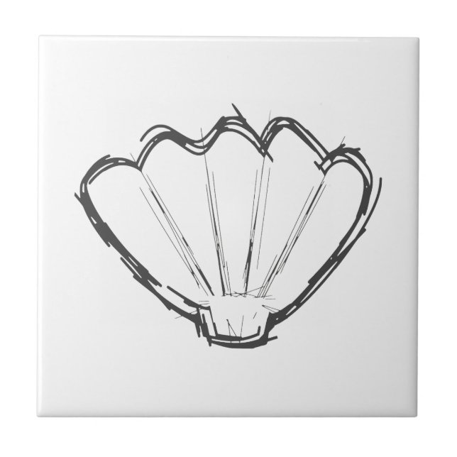 Seashell Sketch Ceramic Tile (Front)