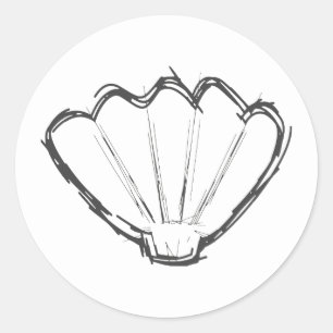 Seashell Sketch Classic Round Sticker