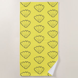 Seashell Sketch Drawing Pattern Beach Towel