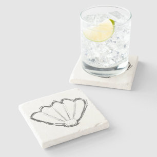 Seashell Sketch Drawing Stone Coaster