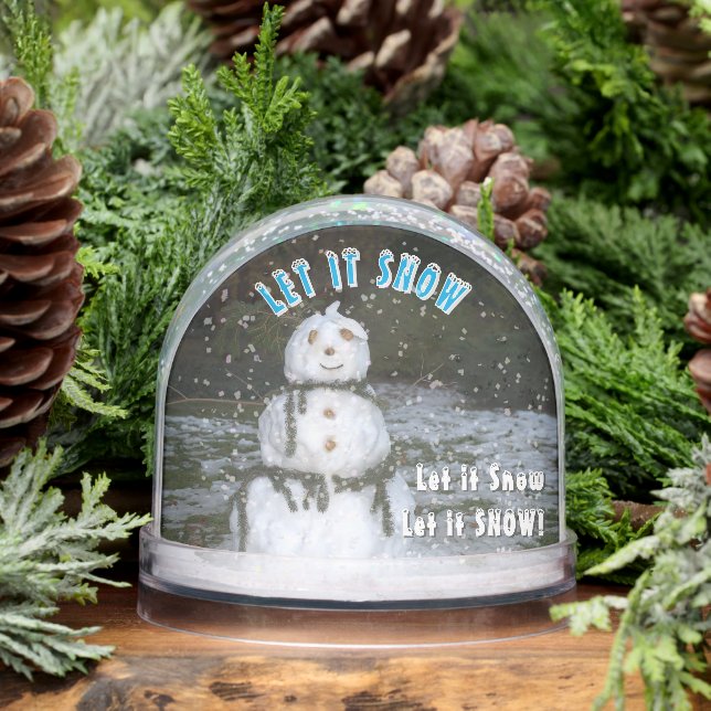 Seashell Snowman Let It Snow PHOTO Reverse Side Snowglobe (Winter)