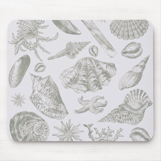 Seashell Soft Antique Art Beach Shells Mouse Pad (Front)