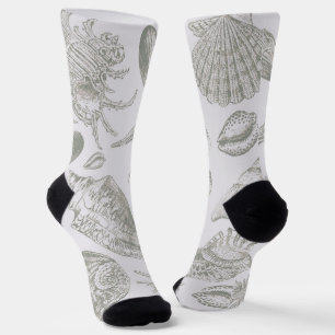 Seashell Soft Antique Art Beach Shells Socks