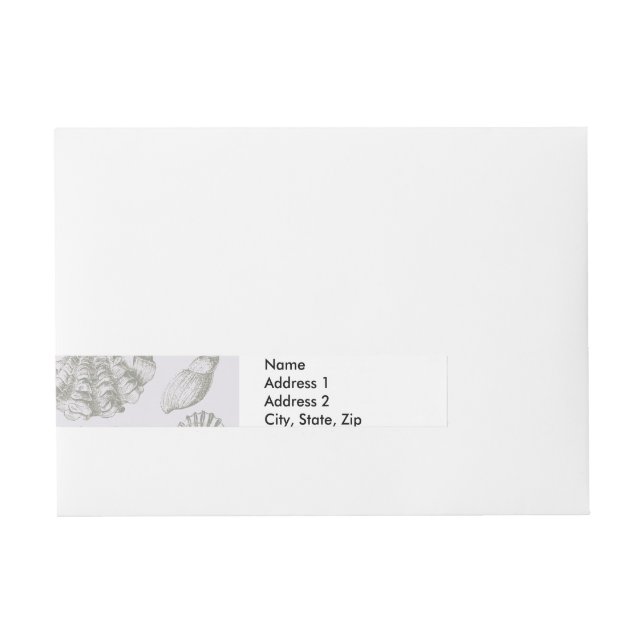 Seashell Soft Antique Art Beach Shells Wraparound Address Label (Front)