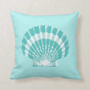 Seashell - soft aqua and white cushion