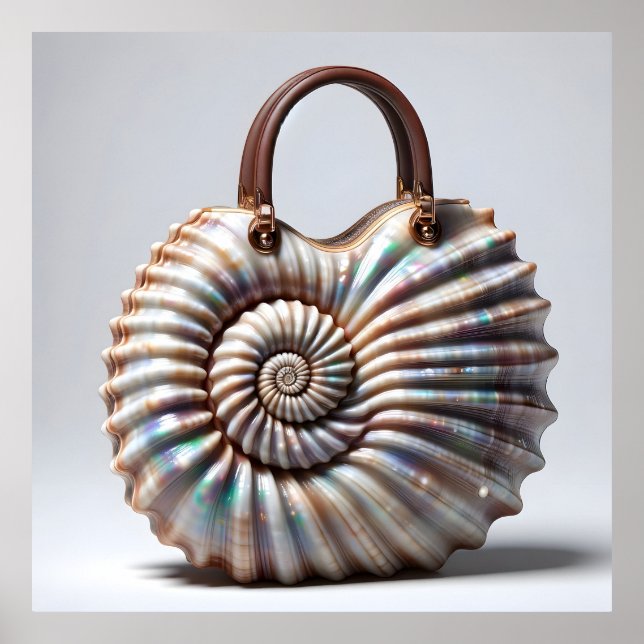 Seashell Spiral Handbag – Nautical Fashion Art Poster (Front)