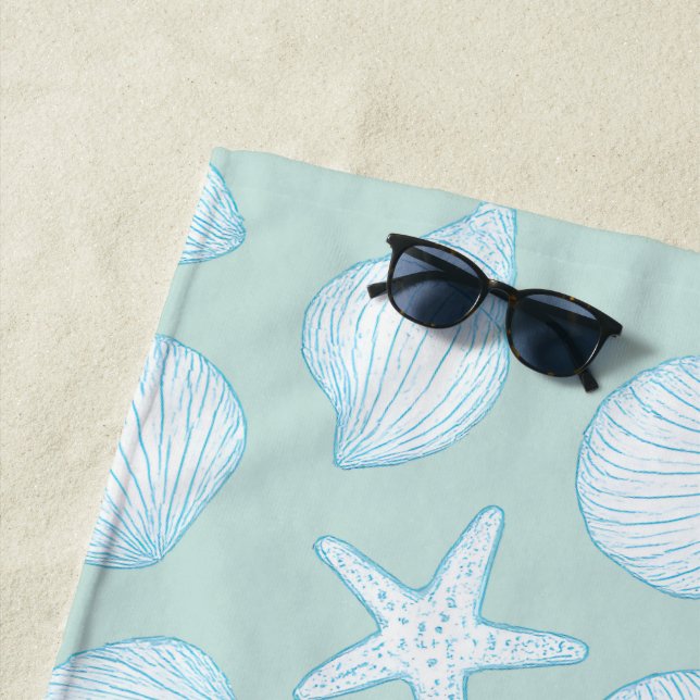 Seashell & Starfish – Coastal Summer Vibes Beach Towel (In Situ)