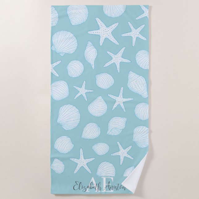 Seashell & Starfish – Coastal Summer Vibes |  Beach Towel (Front)