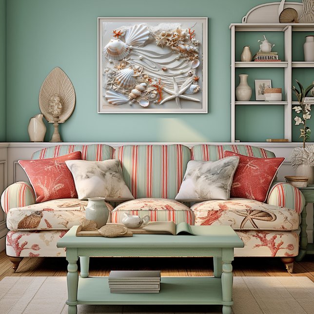 Seashell Starfish Pearls Sand Beach  Summer,   Poster (Creator Uploaded)