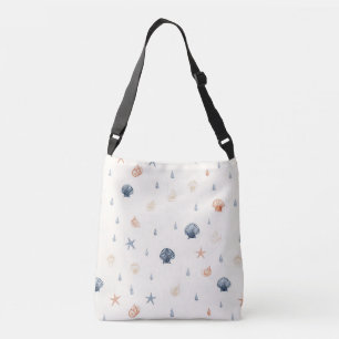 Seashell Starfish Seamless Pattern Crossbody Bag