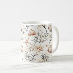 Seashell Starfish Terracotta Ivory Coastal Coffee Mug