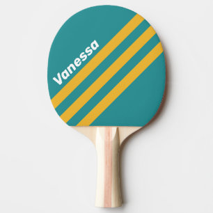 Seashell Sunrise Angled Striping with Name Ping Pong Paddle