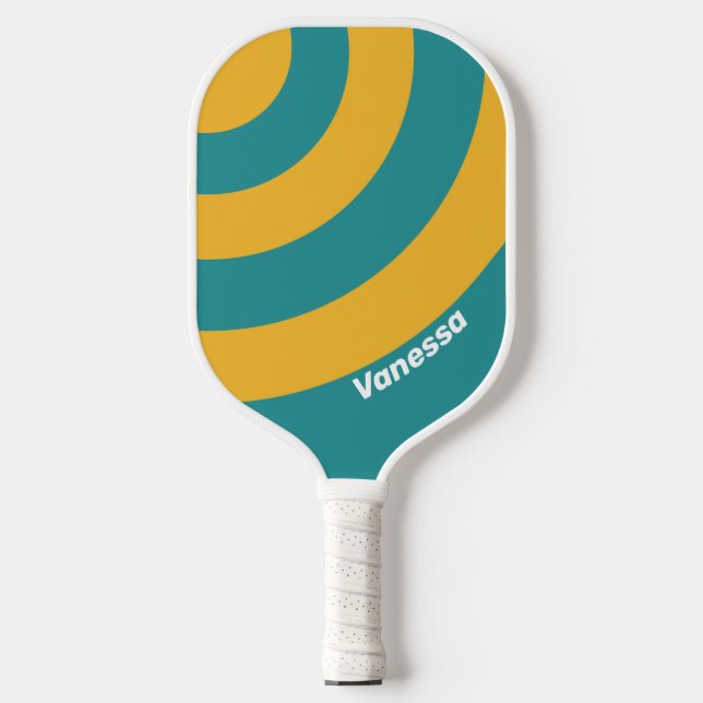 Seashell Sunrise Circle Stripe with Name Pickleball Paddle (Front)