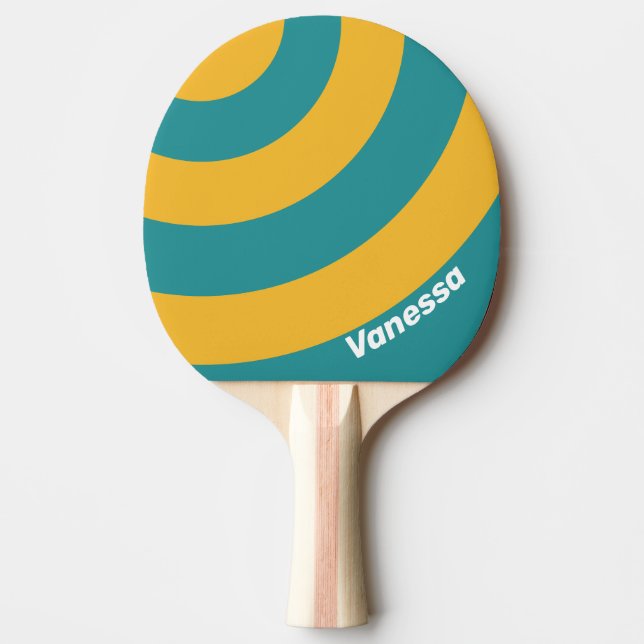 Seashell Sunrise Circle Stripe with Name Ping Pong Paddle (Front)