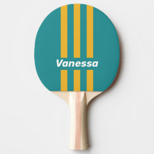 Seashell Sunrise Pin Stripes with Name Ping Pong Paddle