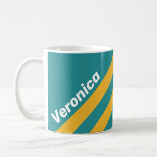 Seashell Sunrise Stripes with Name Coffee Mug