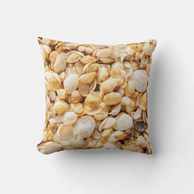 Seashell textured summer beach background. cushion (Front)