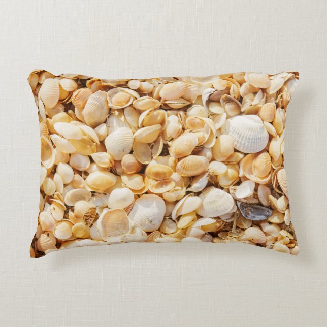 Seashell textured summer beach background. decorative cushion (Front)