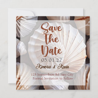 Seashell Theme Personalised Save The Date Card