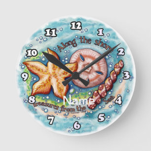 Seashell Treasures  Round Clock