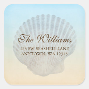 Seashell Tropical Beach Address Label Square