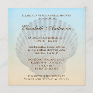 Seashell Tropical Beach Bridal Shower Invitation
