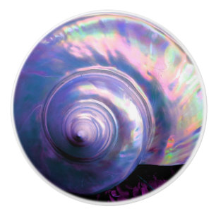 Seashell tropical opalescent mother of pearl ceramic knob