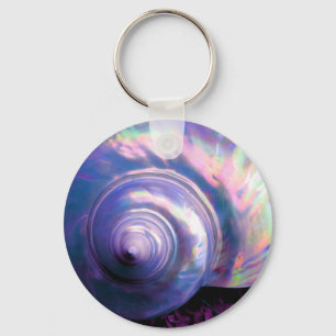 Seashell tropical opalescent mother of pearl key ring