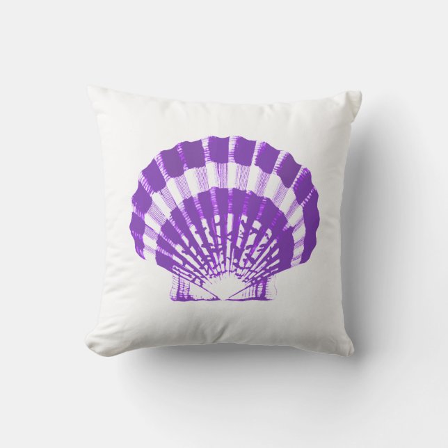 Seashell - violet and white cushion (Front)